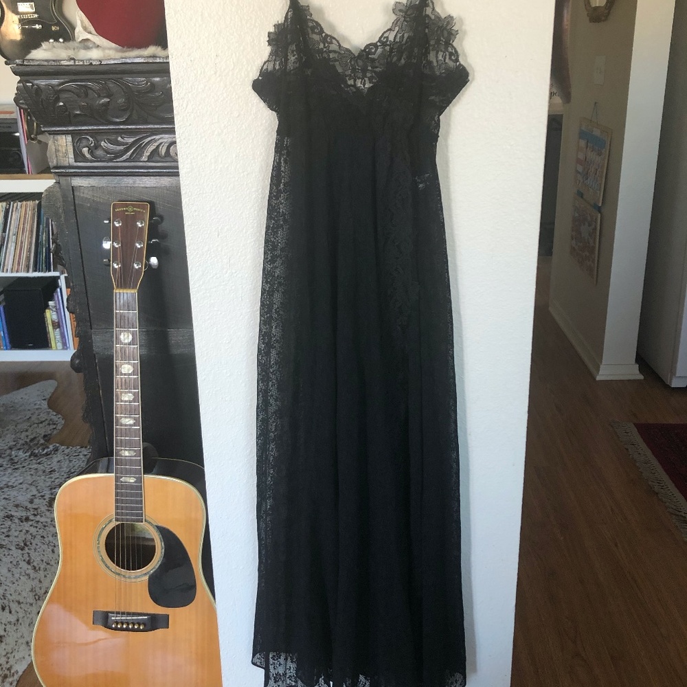 1960's Neiman Marcus Sexy Black Lace Nightie